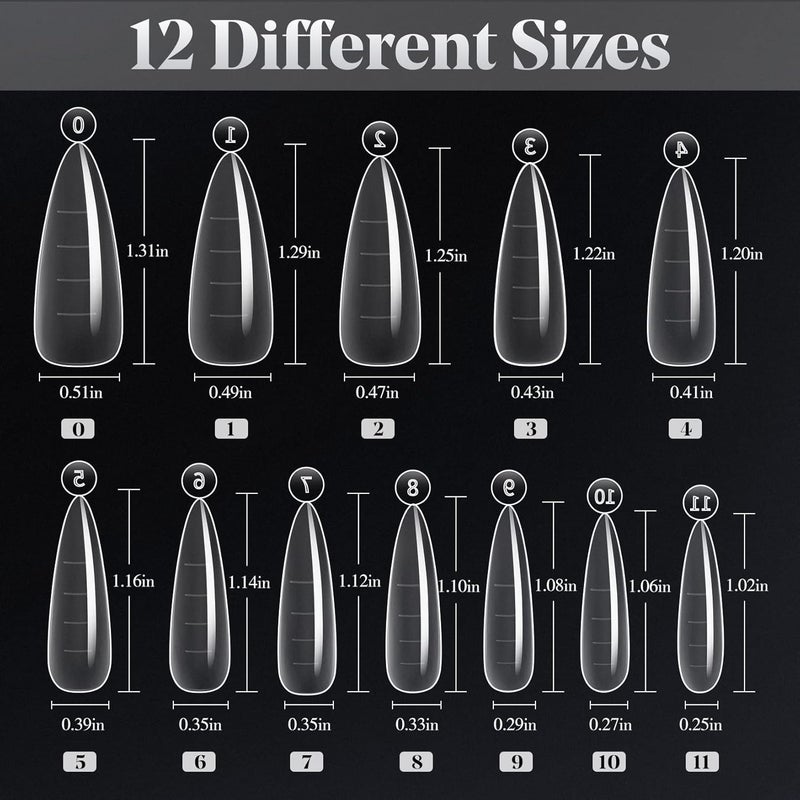 krofaue Poly Extension Gel - 120pcs Dual Nail Forms with 12 Sizes Stiletto False Molds Lady Almond Style Full Cover Builder for Nails Acrylic Forms fit DIY at Home - Image 2